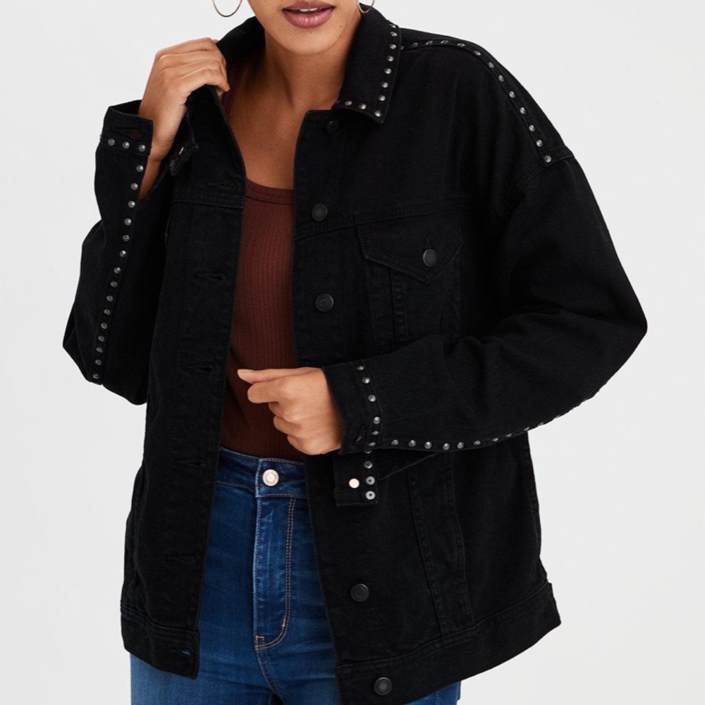 American Eagle Boyfriend Studded Denim Jacket